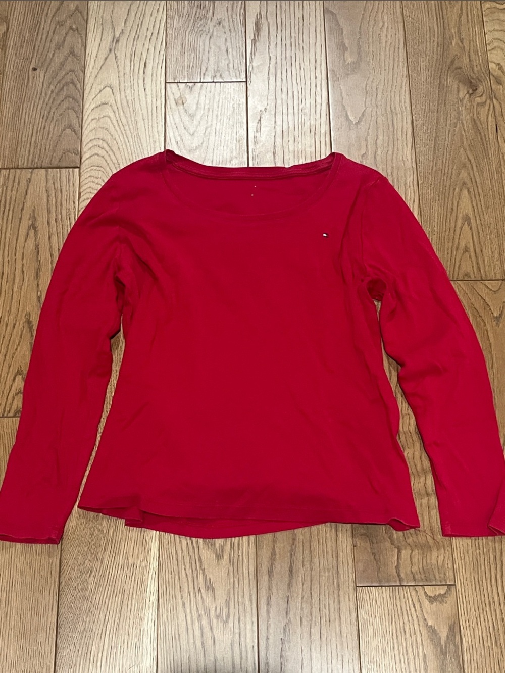 Vintage Tommy Hilfiger Bright Red Long Sleeve Scoop Neck Top